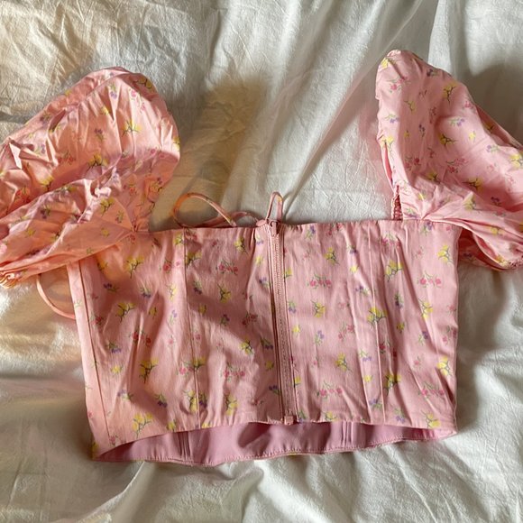 House of CB Arianna Pink Floral Puff Sleeve Corset - Picture 4 of 6